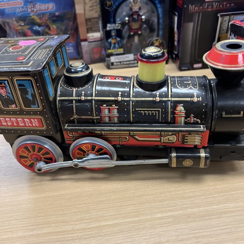 Vintage Modern Toys Frontier Locomotive Battery Operated Tin Train Untested - Picture 8 of 11