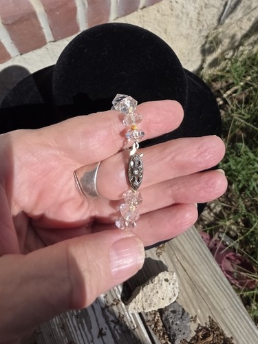 Vintage Art Deco Rock Crystal Graduated Bead Necklace Sterling Silver Clasp - Picture 3 of 6