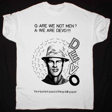 Are We not Man We Are Devo Band White T Shirt Full Size S-5XL