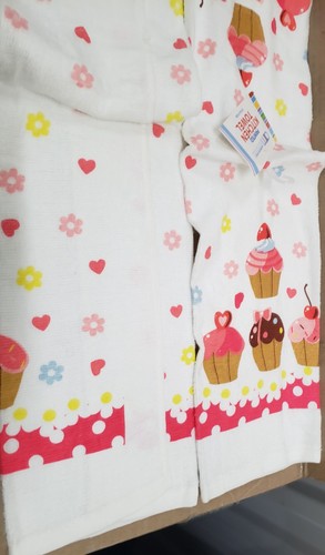 Set of 3 Same Kitchen Terry Towels(15"x25")CUPCAKES,HEARTS,FLOWERS,POLKA DOTS,AM - Picture 7 of 8