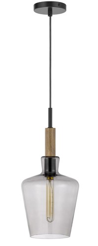 Cal Lighting FX-3779-1 Swindon 8"W Wood Mini Pendant - Black - Picture 4 of 4