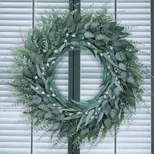 32" Eucalyptus Wreath for Front Door - Large Artificial Greenery Outdoor Wrea...