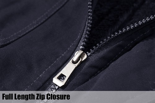 Men's Fleece Lined Cargo Tactical Jacket Full Zip Field Combat Causal Work Coats - Picture 5 of 13