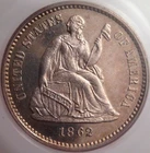 1862 Proof Liberty Seated Half Dime - PCGS OGH PR63 - Green CAC - Beautiful Coin