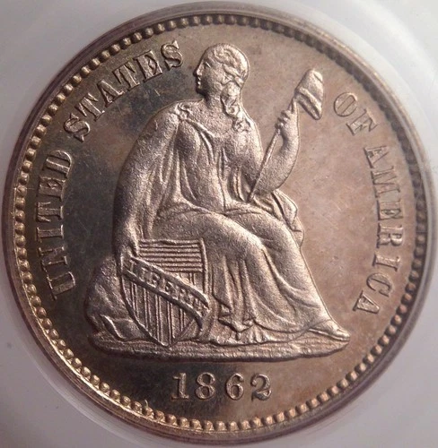 1862 Proof Liberty Seated Half Dime - PCGS OGH PR63 - Green CAC - Beautiful Coin