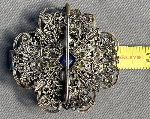 Antique Victorian Lapis Lazuli Brooch Pin - Picture 4 of 5