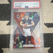 Panini Phoenix 2023 Will Levis ROOKIE CARD Fire Burst #118 Titans PSA 10 /340. rookie card picture