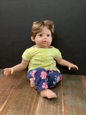 Paradise Galleries Realistic Toddler girl  Doll Blue Eyes Brown Hair Reborn 21”