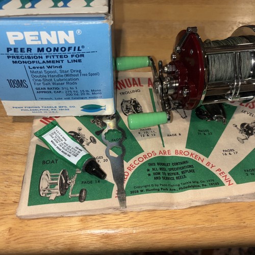 Vintage PENN Monofil 109MS Casting Reel made in USA w/ Lead Core Line & More - Picture 4 of 8