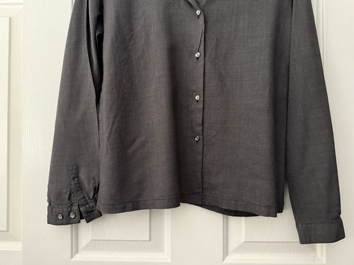 august silk women's size L black long sleeve button down shirt - Picture 4 of 17