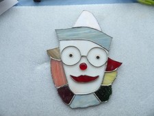 Handmade Stained Glass Clown, Beautiful Quality Work 7"x10"