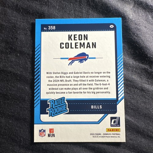Keon Coleman 2024 Donruss Press Proof Blue Rookie - Foto 2 di 2
