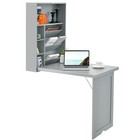 Folding Wall-Mounted Desk Floating Desk w/ Adjustable Shelves Grey