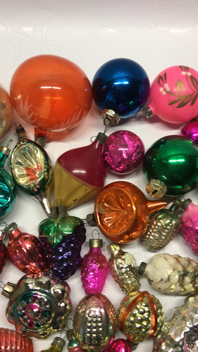 Set 50 pcs Soviet Vintage glass Christmas tree Ornament - USSR decoration №1002 - Video 1 of 1