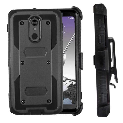 LG Stylo 5 Case Heavy Duty with Belt Clip and Glass Screen Protector, Black - Picture 5 of 13