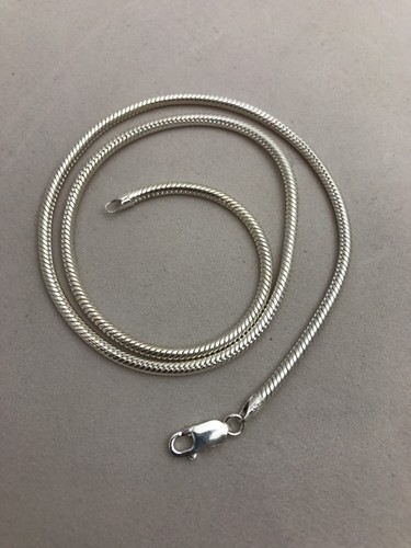 Collar de cadena de serpiente de plata de ley .925 3 mm redondo pesado 20" 22" - Imagen 3 de 8