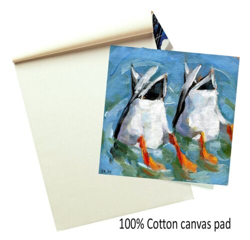 Original Oil Painting Goose Geese Swimming Funny Art Farmhouse Made to Order - Picture 2 of 3
