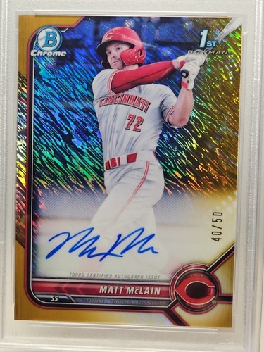 2022 Bowman Chrome Matt Mclain #CPA-MM 1st (RC) Gold Shimmer 40/50 Auto PSA 10 - Bild 3 von 4