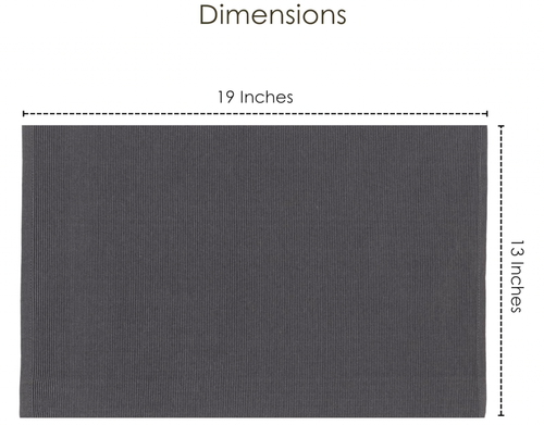 DESIGN IMPORTS DII GRAY RIBBED PLACEMAT 100% COTTON 13"x 19" SET OF 6 NEW - Picture 7 of 8