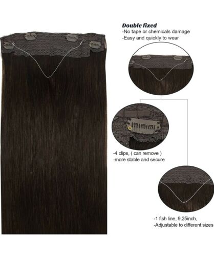 Halo Human Hair Extension Dark Brown 20in, 100g - Picture 3 of 10