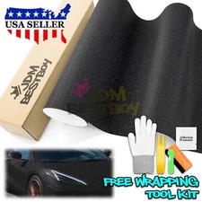 Matte Glitter Black Frosted Sparkle Sticker Decal Sheet Car Vinyl Wrap Film DIY
