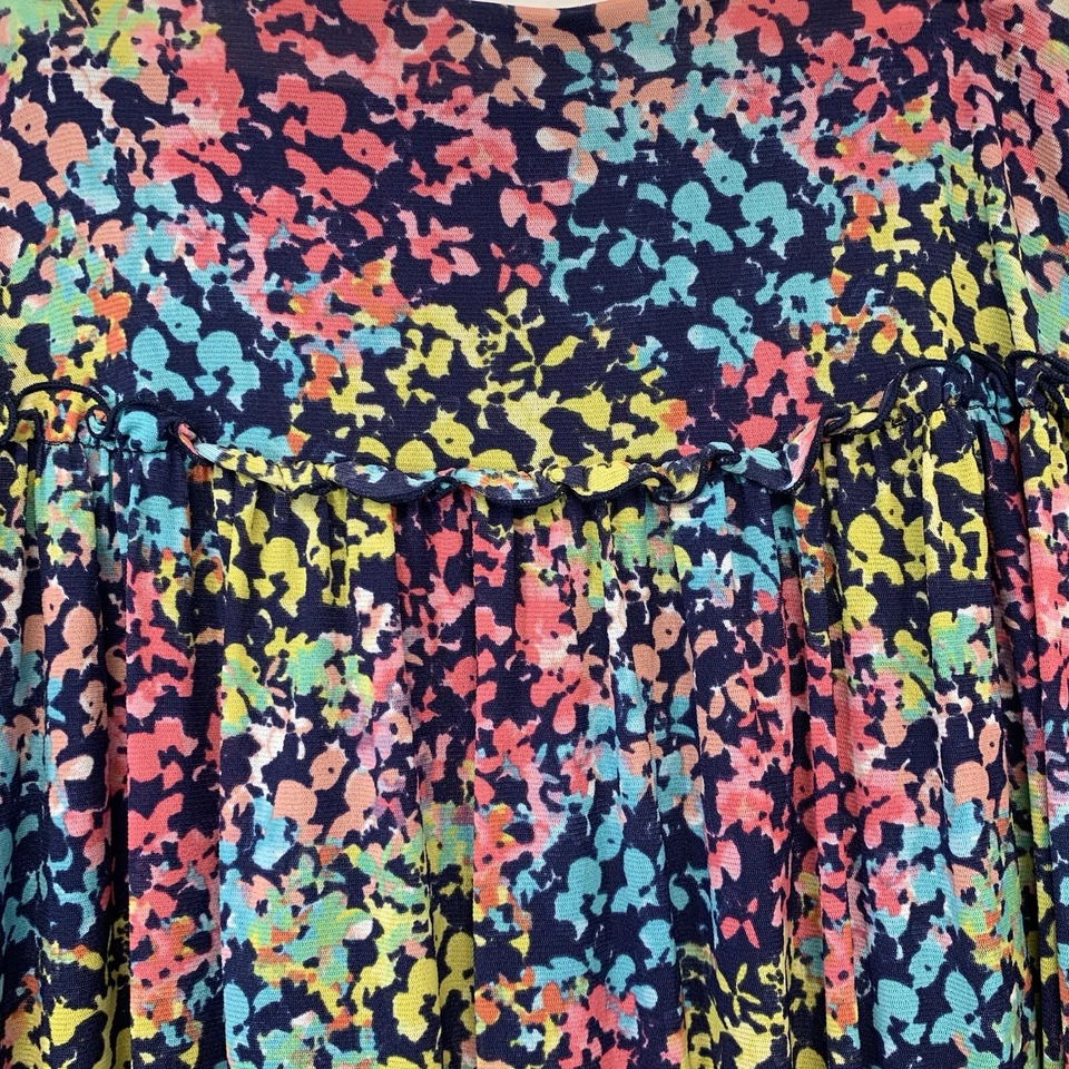 Kate Hill Skirt 2X Colorful Abstract Stretch Elastic Waist Lined Ruffle Office - Image 3 of 4