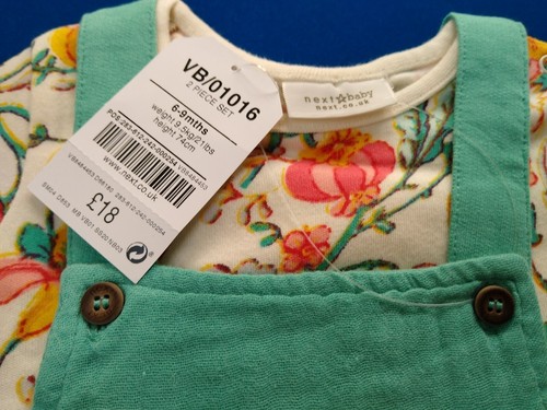 Baby Girl Dungarees Set 6-9 Months Short NEXT Floral Holiday Outfit Clothes NWT - Picture 4 of 12