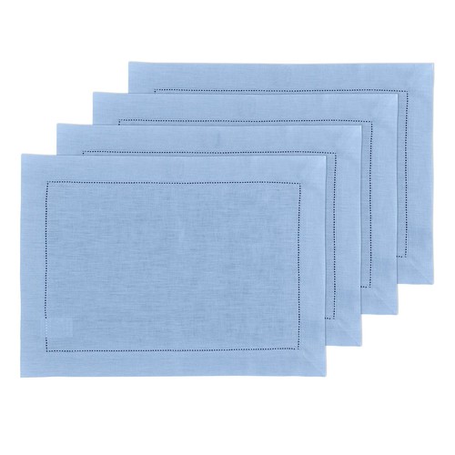 Solino Home 100% Pure Linen Placemats 14 x 19" for Summer - Classic Hemstitch - Picture 138 of 145