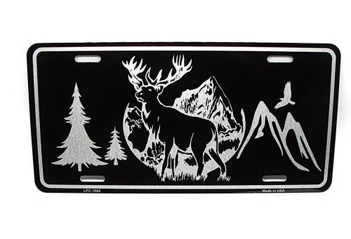 DEER ELK BLACK BRUSHED HUNTING   METAL CAR NOVELTY LICENSE PLATE AUTO TAG - Picture 7 of 15