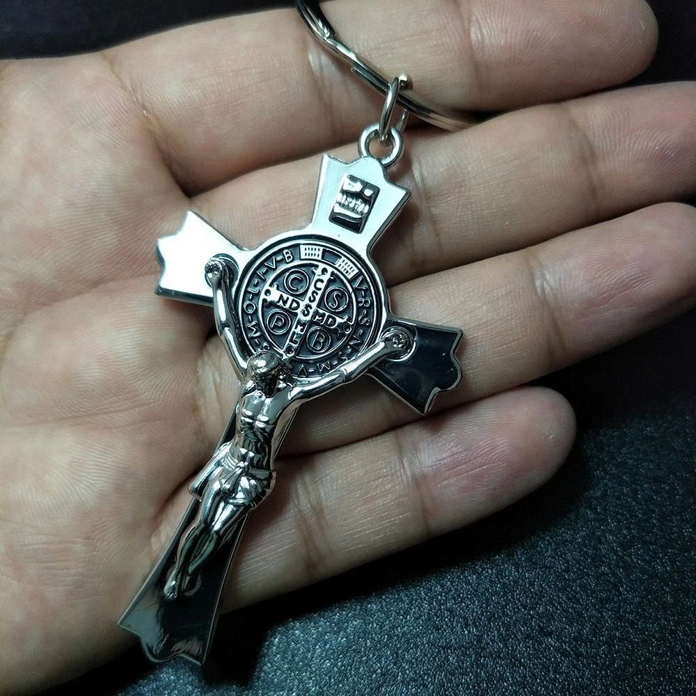 Jesus Cross Keychains Christian Religious Key Chains Big Cross Key