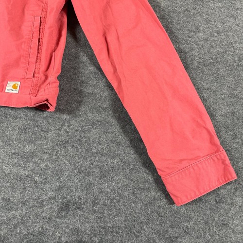 Carhartt Jacket Womens Medium M Pink Button Up Shacket Pockets Cotton Cropped - Picture 9 of 12