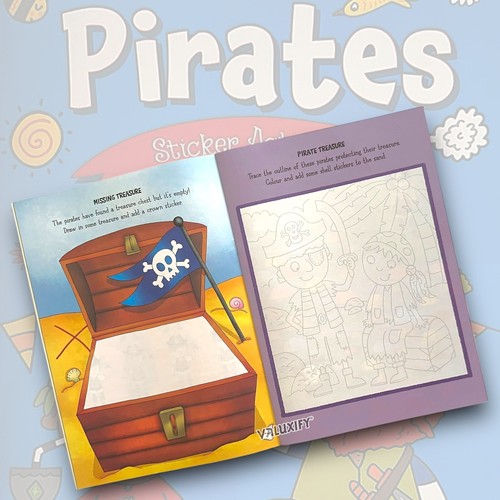Kids Colouring Activity Book Children's Pirates Monster Sticker A4 - Pack of 2 - Imagen 12 de 13