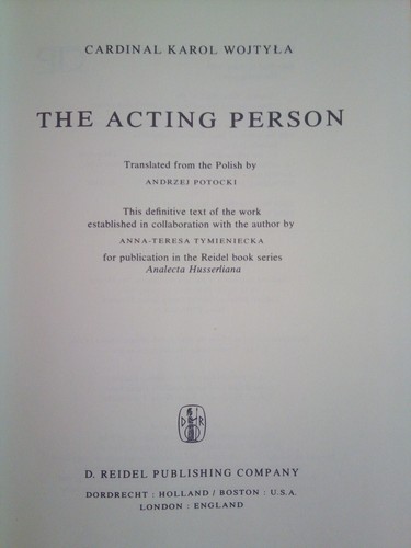 The Acting Person: A Contribution to Phenomenological Anthropology HC - Picture 11 of 16
