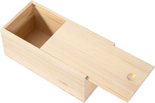 Unfinished Wooden Storage Box with Sliding Lid, 7.8'' X 3.9'' X 3.1'' Keepsake B