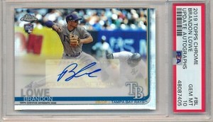 2019 TOPPS CHROME UPDATE BRANDON LOWE AUTO RC PSA 10