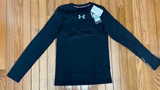 New Under Armour Black Cold Gear Compression Shirt T-shirt Sz Youth Large HK6 
