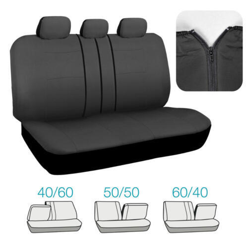 Car Seat Covers & Floor Mats Set Split Bench - Solid Dark Gray Polyester Cloth - Bild 3 von 10