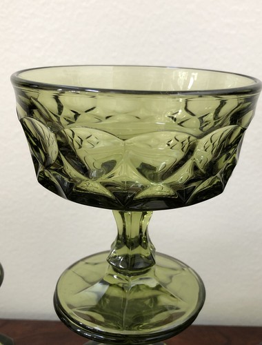 VTG Noritake Perspective Avocado Green Champagne Desert Glasses 4” Set Of 5 NEW - Picture 8 of 10