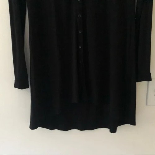 Anne Fontaine Melody Long Sleeve Button Up Dress in Black Viscose Size 40 FR - Picture 3 of 16