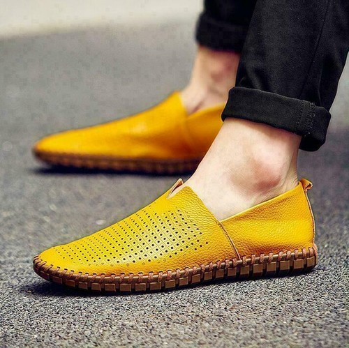 Herren Freizeit Halbschuhe Breatheble rutschfest Echtleder Slipper Fahrschuhe - Bild 22 von 22