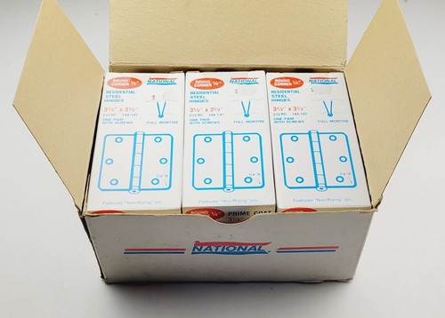 (10 pair lot) National Steel Door Hinges Primed 3.5 USA Old Stock w Screws 512RC - Picture 13 of 13