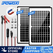 POWOXI Solar Panel Kit 12V 20W Magnetic + MPPT Charge Controller Battery Charger