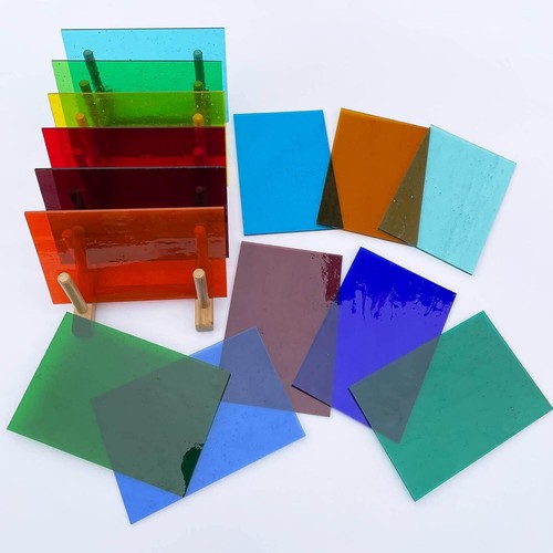 16 Sheets Transparent Stained Glass Sheets, 4 x 6 Inch Mosaic Glass Tiles for Cr - Picture 2 of 7