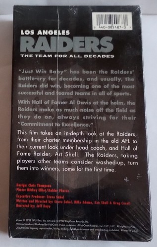 Los Angeles Raiders The Team For All Decades Factory Sealed VHS NFL Films Video - Picture 7 of 11