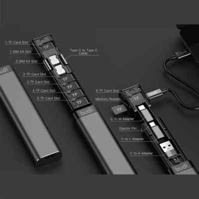 Multi-function Smart Adapter Portable Card Storage Data Cable USB Box For IPhone