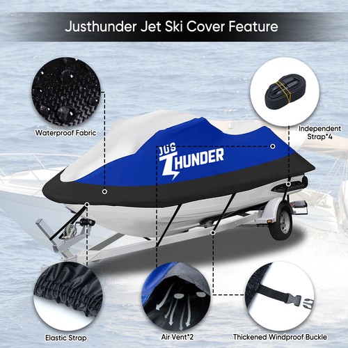 Jet Ski Cover Marine Grade Waterproof for Sea-Doo Wake 170 Fit Length 120''-135" - Picture 2 of 10