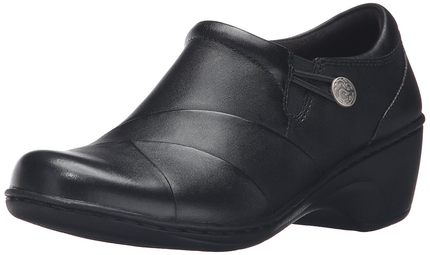 CLARKS Womens Channing Ann Leather Closed Toe Clogs, Black Leather, Size 8.5 RMA CLARKS Womens Channing Ann Leather Closed Toe Clogs, Black Leather, Size 8.5 RMA