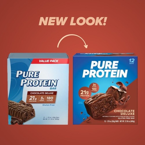 Pure Protein Bar, Chocolate Deluxe, 21g Protein, Gluten Free, 1.76 oz, 12 Ct - Picture 6 of 8