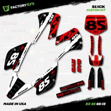 White & Red Slick Racing Graphics Kit fits Kx85 05-13 Plates Kx 85 2005-2013