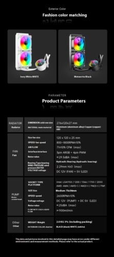 Coolmoon 240 All-in-One Water-Cooled Digital Display CPU Cooler ARGB Infinity Le - Picture 9 of 13